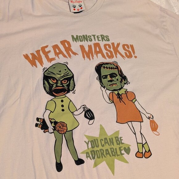 Miss Ladybug XXL t-shirt Monsters Wear Masks EUC Halloween you can be adorable - Picture 1 of 7